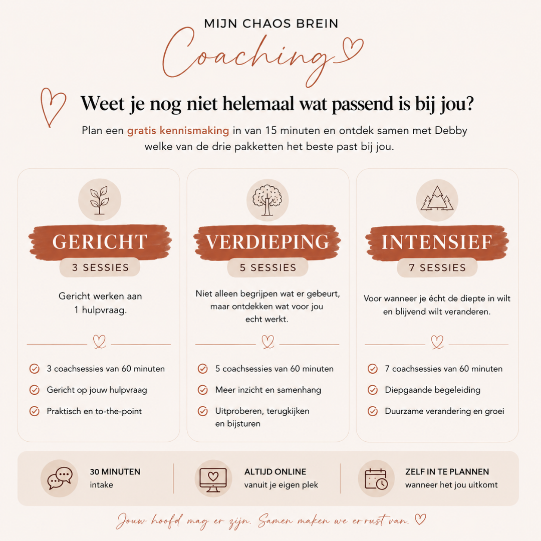 Mijn Chaos Brein Coaching | Verdieping - 5 sessies