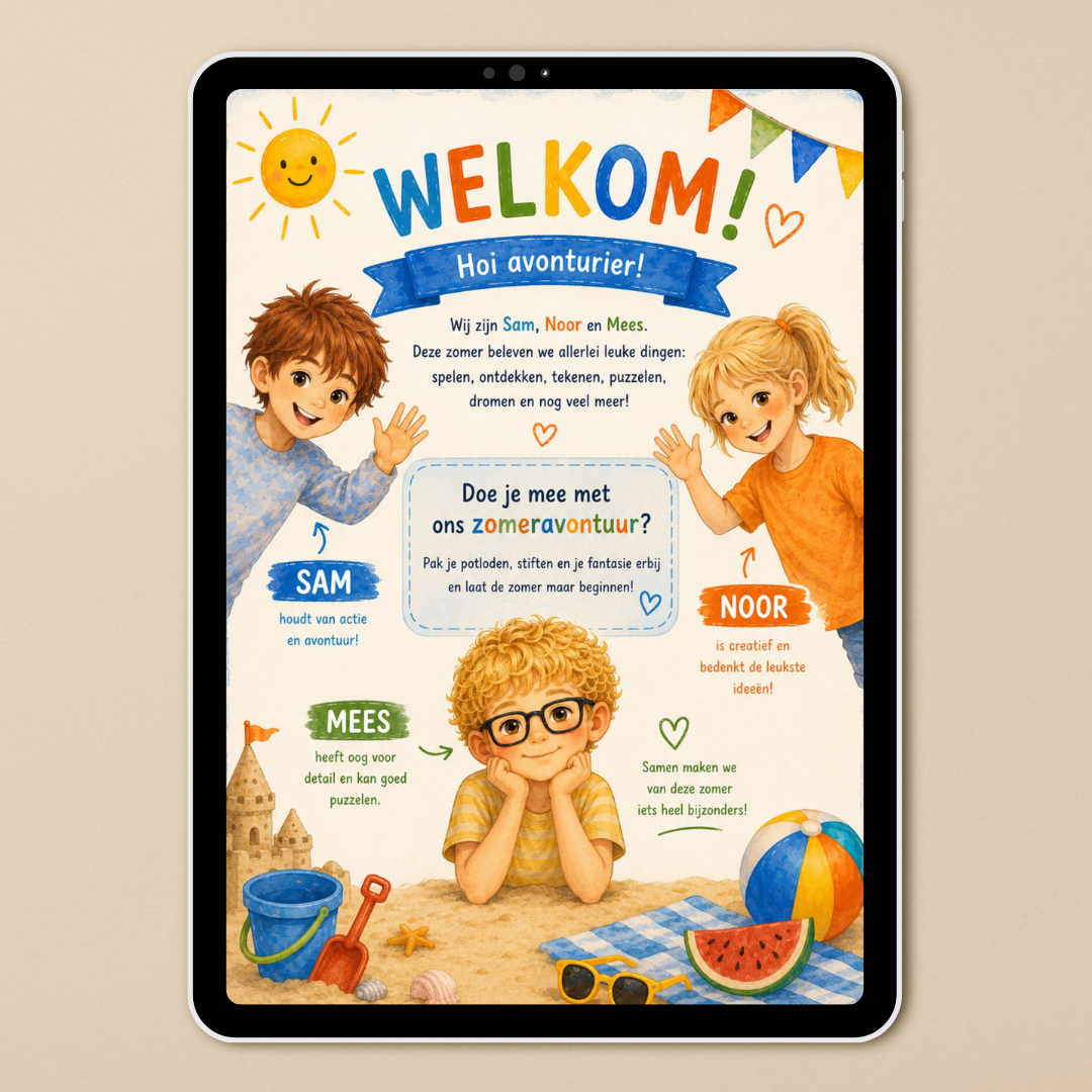 Het digitale zomer doe-boek met Sam, Noor en Mees