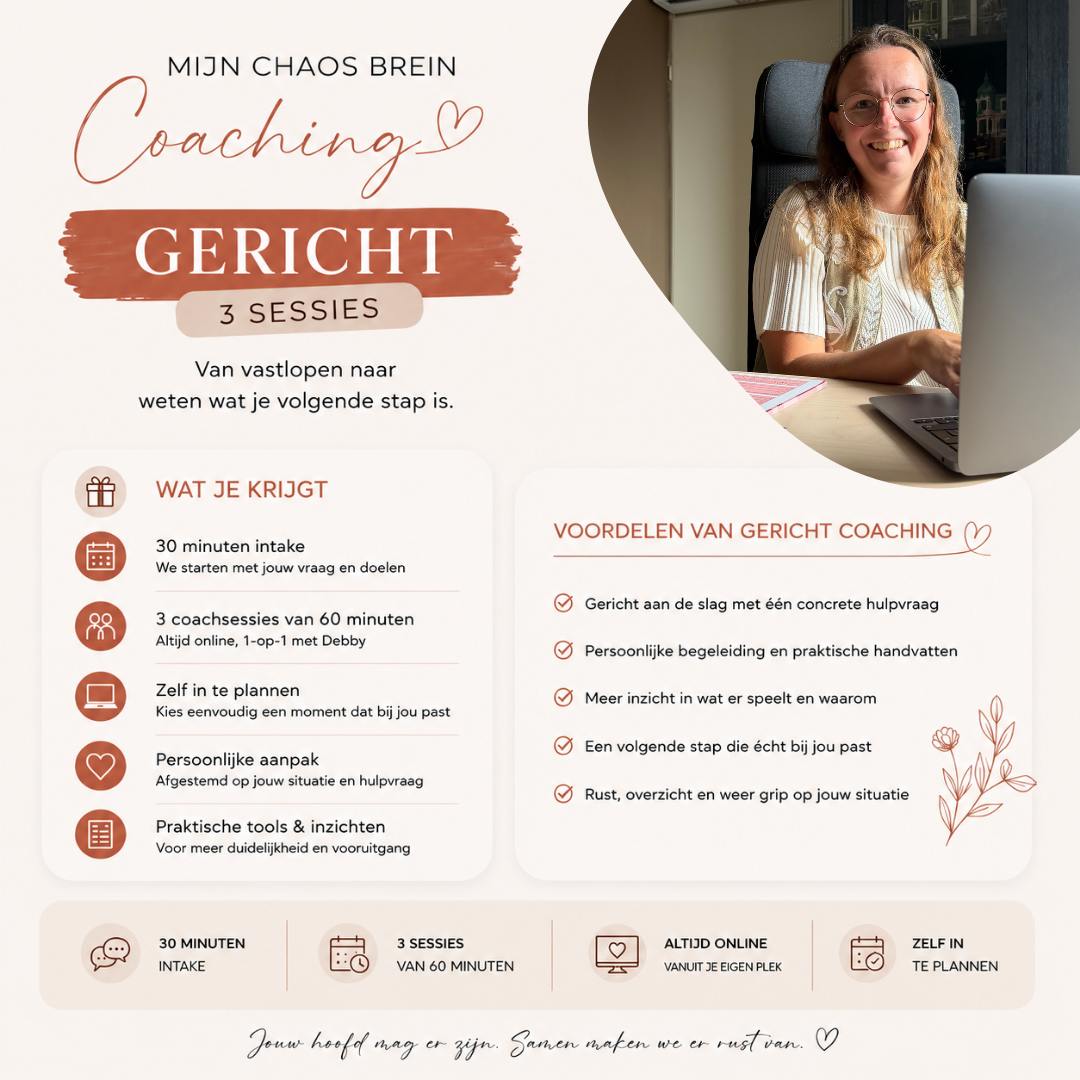 Mijn Chaos Brein Coaching | Verdieping - 5 sessies